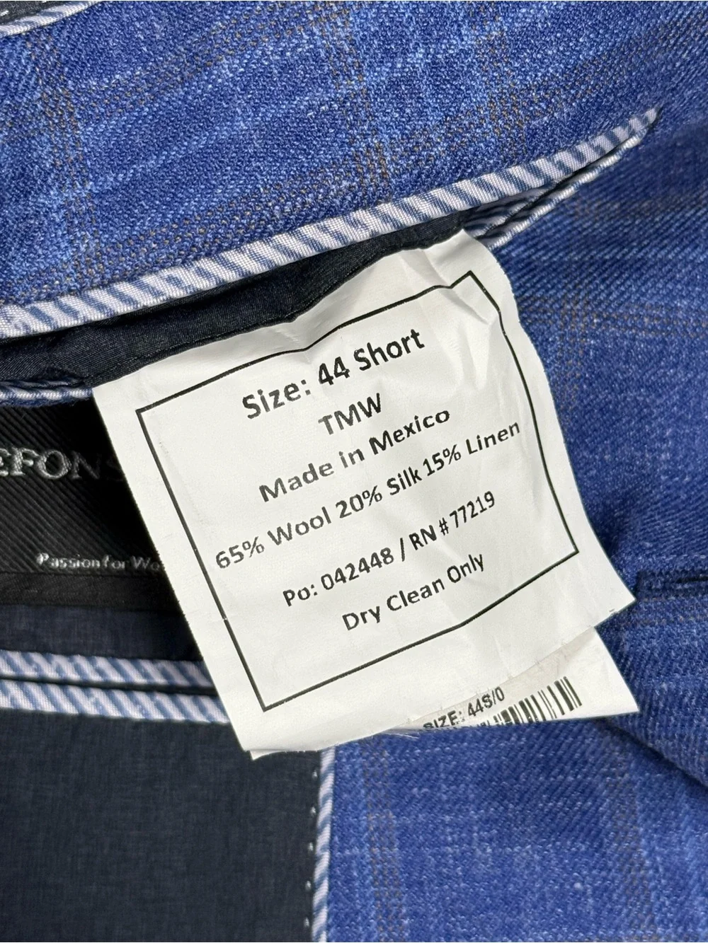 Joseph Abboud Blazer 44S Blue Plaid Wool Silk Linen Sport Coat Business Preppy